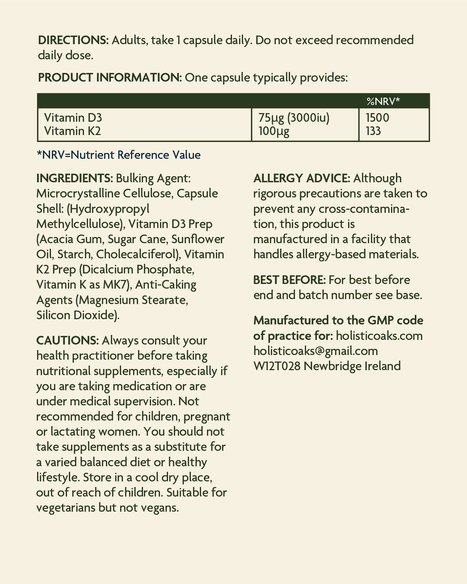 Vitamin D3 & K2- 90 Capsules